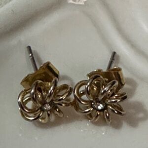 Vintage Gold Tone Earrings with Crystal Detail-Post Style-Costume